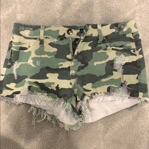 Tractr BLU camo jean shorts